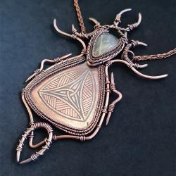 autorski wisior amulet miedziany,wire wrapping - Wisiory - Biżuteria