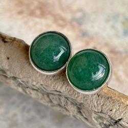 zielone kolczyki,zielone sztyfty,awenturyn - Kolczyki - Biżuteria