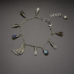 bransoletka,półksiężyc,lunula,wire wrapping - Bransoletki - Biżuteria