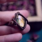 Pierścionki pierścień z labradorytem,biżuteria miedziana
