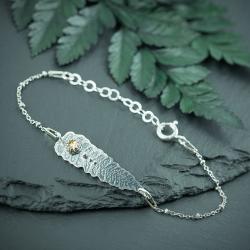 liść paproci,elegancka srebrna bransoletka - Bransoletki - Biżuteria