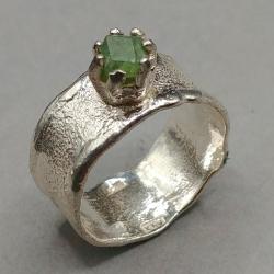 demantoid,srebrny pierścien,andradyt,oryginalny - Pierścionki - Biżuteria
