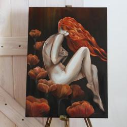 ruda,malowany,akrylowy,akt kobiecy - Obrazy - Wyposażenie wnętrz