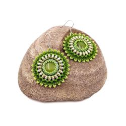 zielone kolczyki,haft koralikowy - Kolczyki - Biżuteria