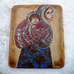 ikona ceramiczna,Maryja,Matka Boska Niosąca Jezusa - Ceramika i szkło - Wyposażenie wnętrz