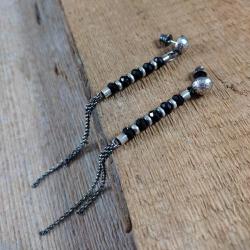 czarne kolczyki ze srebra,nowoczesne,wijące się - Kolczyki - Biżuteria