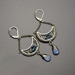 kolczyki,księżyc,wire wrapping,lunula,topaz,kyanit - Kolczyki - Biżuteria