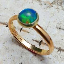 subtelny pierścień z opalem szlachetnym,złoto - Pierścionki - Biżuteria