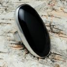 Pierścionki Klasyczny pierścionek z dużym czarnym onyksem