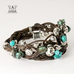 bransoleta bransoleta z turkusem,surowa biżuteria - Bransoletki - Biżuteria