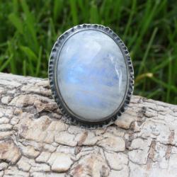 kamień księżycowy srebro,pierścionek księżycowy - Pierścionki - Biżuteria