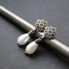 Kolczyki kolczyki w stylu retro,srebro,perły,sztyfty,retro
