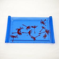 niebieska patera,dmuchawce,szklana tacka, - Ceramika i szkło - Wyposażenie wnętrz