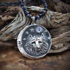 Naszyjniki srebrny,wisior,z wilkiem,z księżycem,talizman