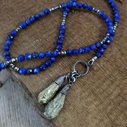 niebieski naszyjnik ze srebra i lapisu lazuli - Naszyjniki - Biżuteria