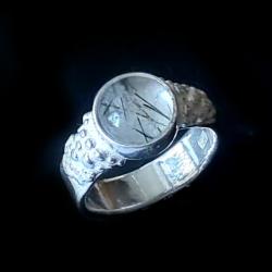 kwarc turmalinowy,srebrny pierścionek - Pierścionki - Biżuteria