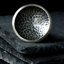 duży okrągły pierścień,surowe srebro - Pierścionki - Biżuteria