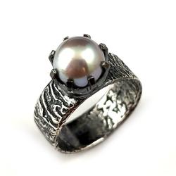 perła,klasyczny,blask,srebrny,srebro,retro - Pierścionki - Biżuteria