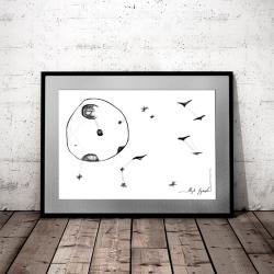 Pełnia księżyca,nowoczesna grafika,na ścianę - Ilustracje, rysunki, fotografia - Wyposażenie wnętrz