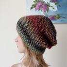Inne czapka na drutach,rękodzieło,kolory jesieni