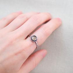 delikatny pierścionek z kwarcem dymnym - Pierścionki - Biżuteria
