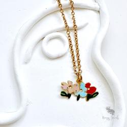 wiosenny,kwiatowy,kolorowy,malowany - Naszyjniki - Biżuteria