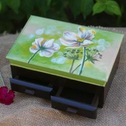 kwiaty,poranek,łąka,malowana,szkatułka - Pudełka - Wyposażenie wnętrz