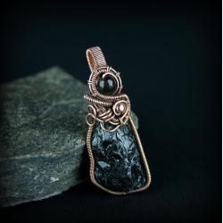 wire wrapping,turmalin,wisiorek z kamieniem - Wisiory - Biżuteria