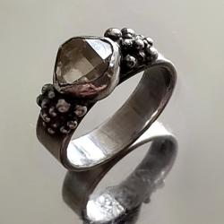 herkimer,SREBRNY pierścionek,obrączka,kryształ - Pierścionki - Biżuteria