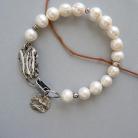 Bransoletki bransoletka surowe srebro,z perłami,białe perły