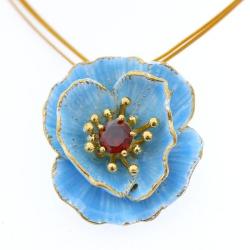 wisior mak,mekonops,niebieski kwiat,emaliowany - Wisiory - Biżuteria