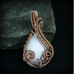 wire wrapping,wiszące kolczyki,jadeit - Wisiory - Biżuteria