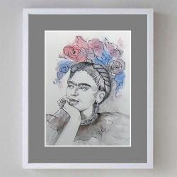 frida portret,fridita na ścianę,ilustracja,grafika - Ilustracje, rysunki, fotografia - Wyposażenie wnętrz