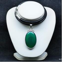 wisior z zielonym kamieniem,srebro,zielony onyks - Wisiory - Biżuteria