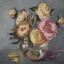 róże,kwiaty,bukiet,wazon,prezent,parapetowka - Obrazy - Wyposażenie wnętrz