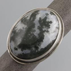 srebrny pierścionek z agatem mszystym - Pierścionki - Biżuteria