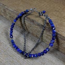 niebieska delikatna bransoletka lapis lazuli srebr - Bransoletki - Biżuteria
