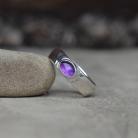 Pierścionki prosta srebrna obrączka z kamieniem naturalnym