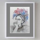 Ilustracje, rysunki, fotografia frida portret,fridita na ścianę,ilustracja,grafika