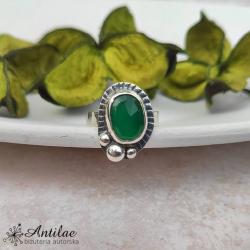 zielony onyks,pierścionek,srebro - Pierścionki - Biżuteria
