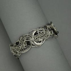 szeroka bransoleta,bransoleta,onyks,wire wrapping - Bransoletki - Biżuteria