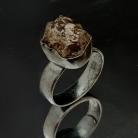 Pierścionki Srebrny pierścień z kosmosu meteoryt surowy Campo