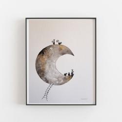 koty,ksieżyc - Obrazy - Wyposażenie wnętrz