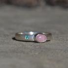 Pierścionki kolorowy boho srebrny pierścionek z opalem różowym