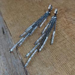 kobiece długie kolczyki z labradorytu,srebro - Kolczyki - Biżuteria