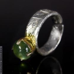 Nadtapiany pierścionek z prehnitem,zielony kamień - Pierścionki - Biżuteria