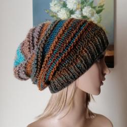 czapka bezszwowa,rękodzieło,beanie,boho kolorowa - Inne - Dodatki