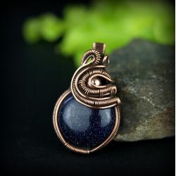 wisiorek z miedzi,mały wisiorek wire wrapping - Wisiory - Biżuteria