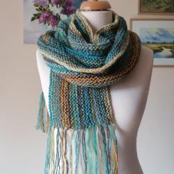 rękodzieło,szal na drutach,boho szal,unisex - Szale, apaszki - Dodatki