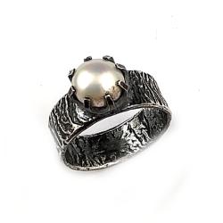 perła,srebro,srebrny,biała hodowlana - Pierścionki - Biżuteria